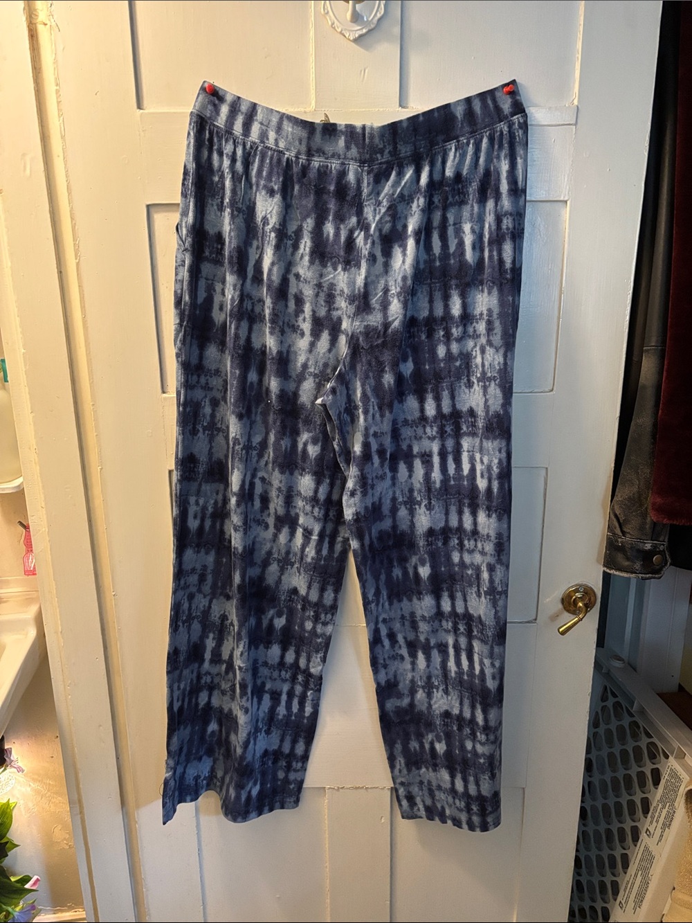 Casual Wide Leg Tie-Dye Pants - Blue, Tall Medium NEW